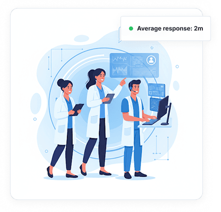 Support team using AI-assisted clinic workflows